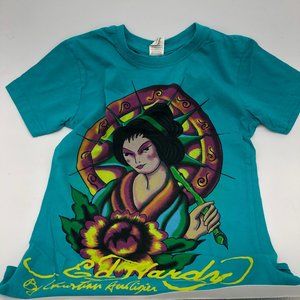 ED HARDY KIDS Turquoise Geisha Girls tee - NWT